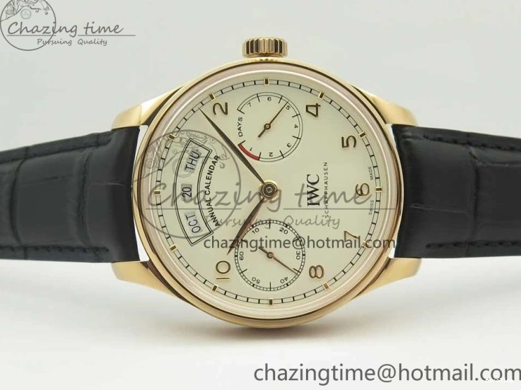 MIROTIME 0422 Thermal Portuguese Real PR Real Annual Calendar IW503501 RG ZF 1:1 Best Edition White Dial on Black Leather Strap A 7150